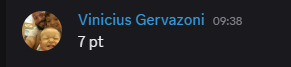 Print Discord: aluno relatando 7 pontos