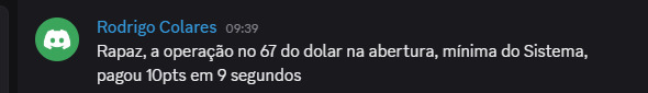 Print Discord: aluno relatando 10 pontos em 9 segundos