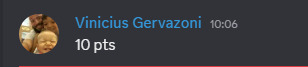Print Discord: aluno relatando 10 pontos